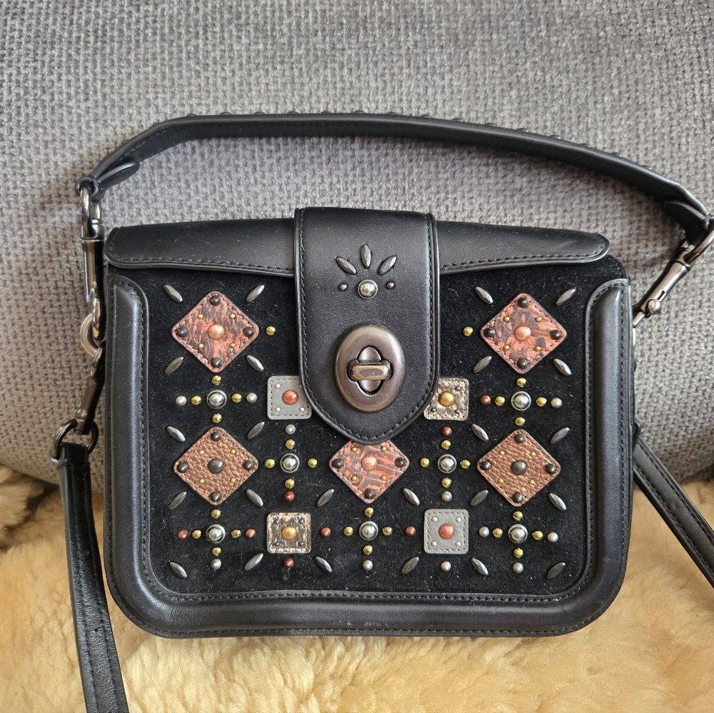 Coach Page Crossbody With Prairie Rivets And Snakeskin Detail